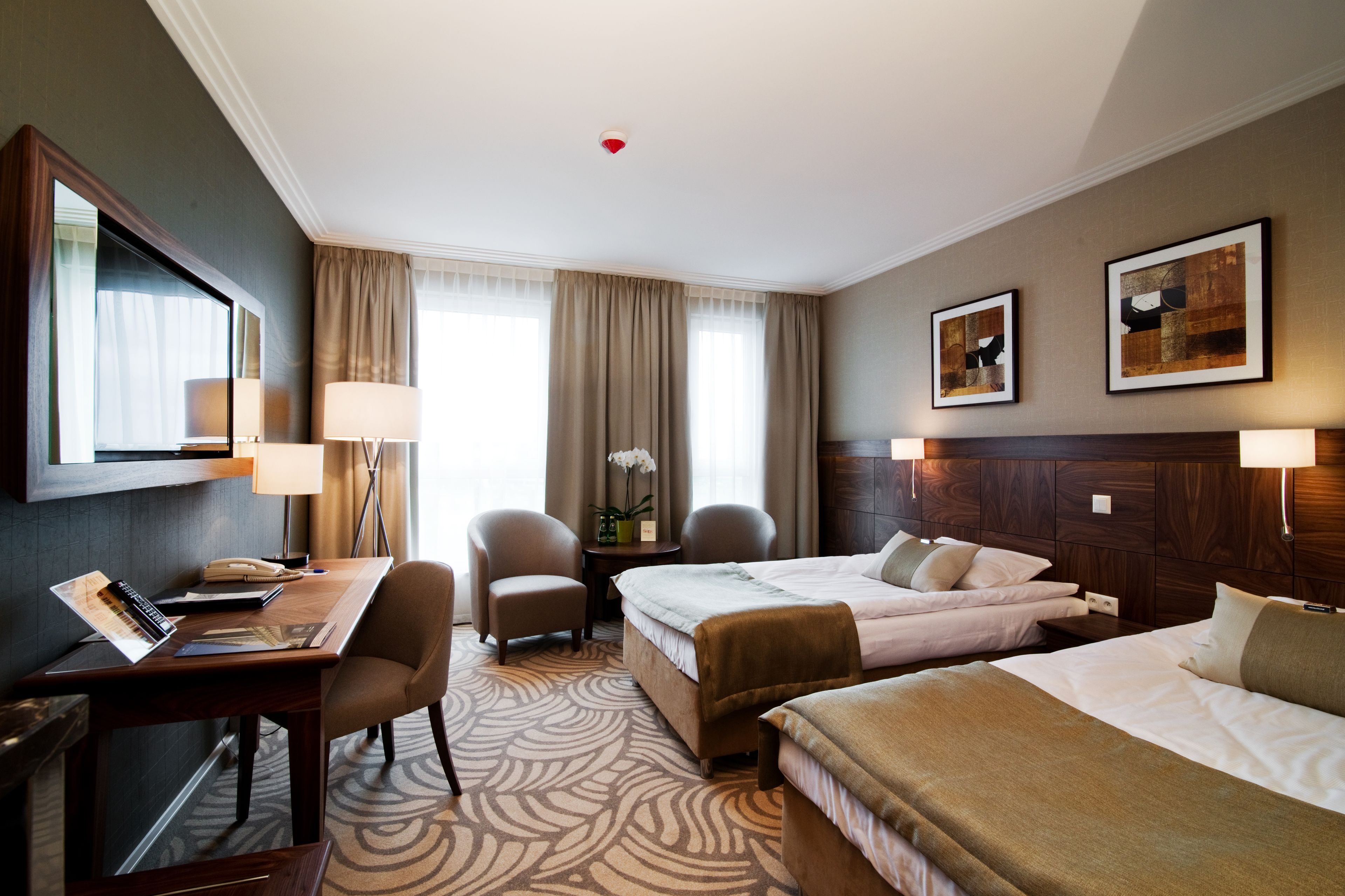 business twin room | hypo-allergenic bedding, desk, soundproofing, rollaway beds