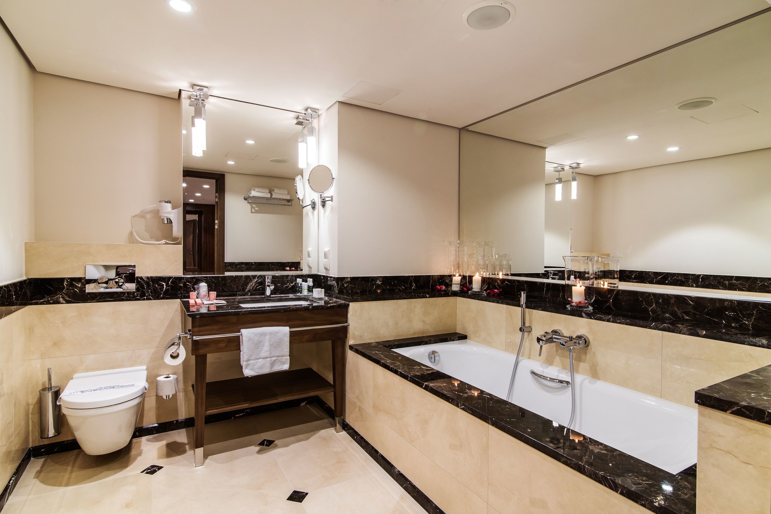 business apartment | bathroom | free toiletries, hair dryer, bathrobes, towels