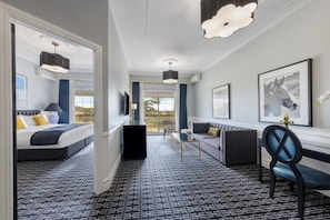 Suite, 1 King Bed (Manor) | Premium bedding, desk, laptop workspace, blackout curtains
