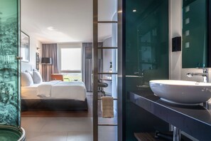 Shower, rainfall showerhead, eco-friendly toiletries, hair dryer