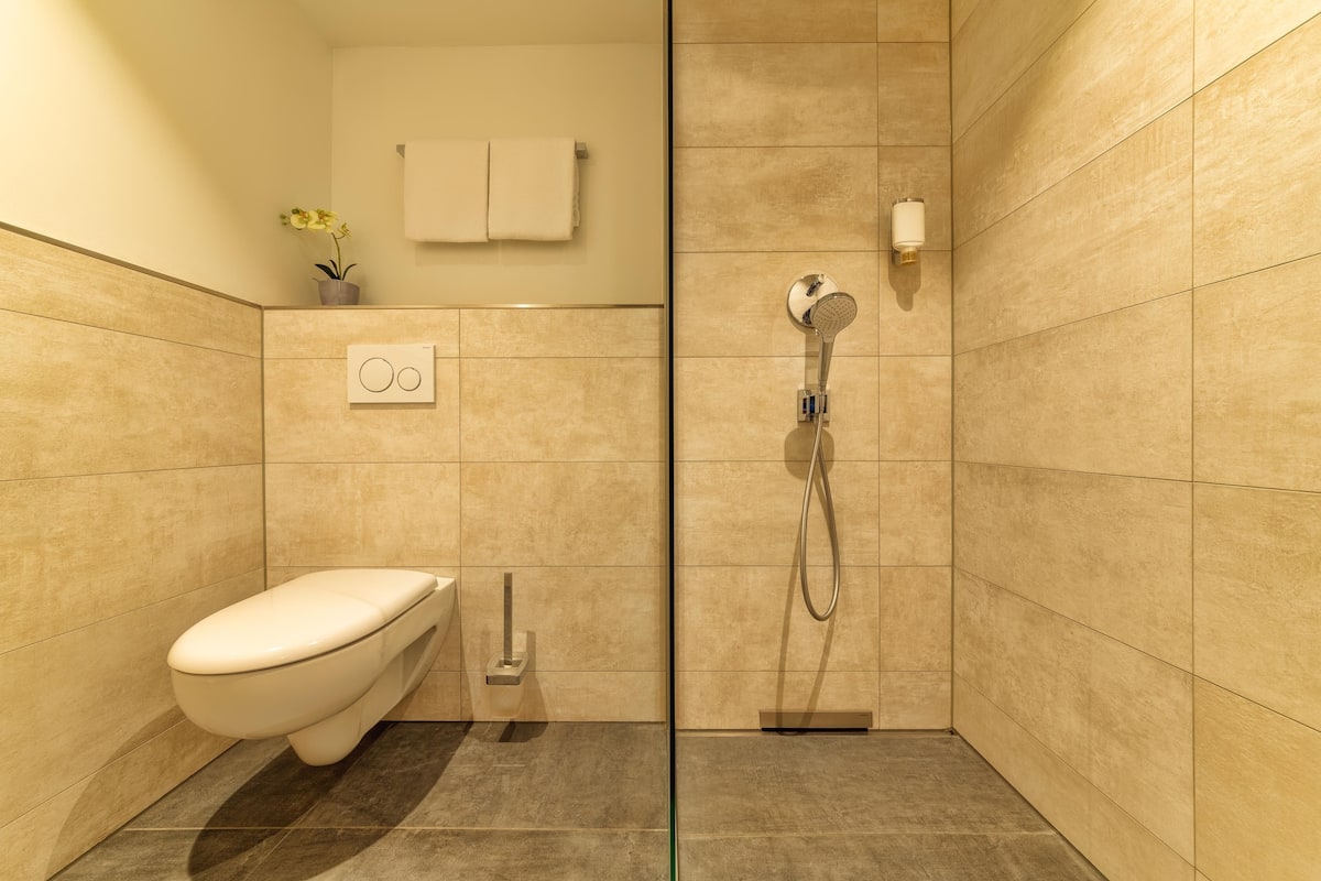 Ducha, artículos de tocador gratuitos, secador de pelo, toallas