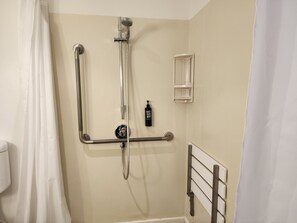 Standard Room, 1 Queen Bed (Accessible) | Bathroom | Shower, eco-friendly toiletries, hair dryer, towels
