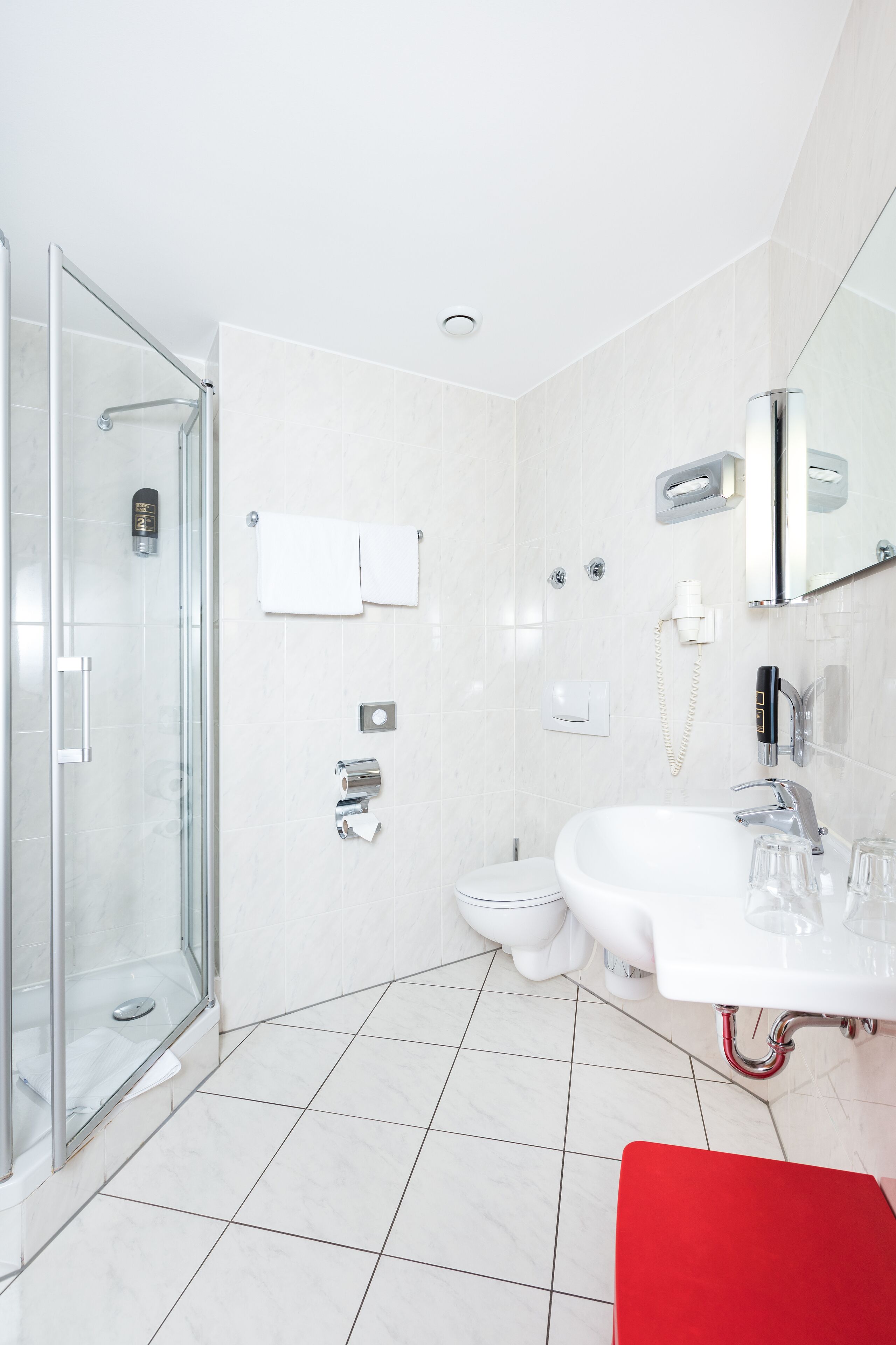standard double or twin room | bathroom | shower, free toiletries, towels