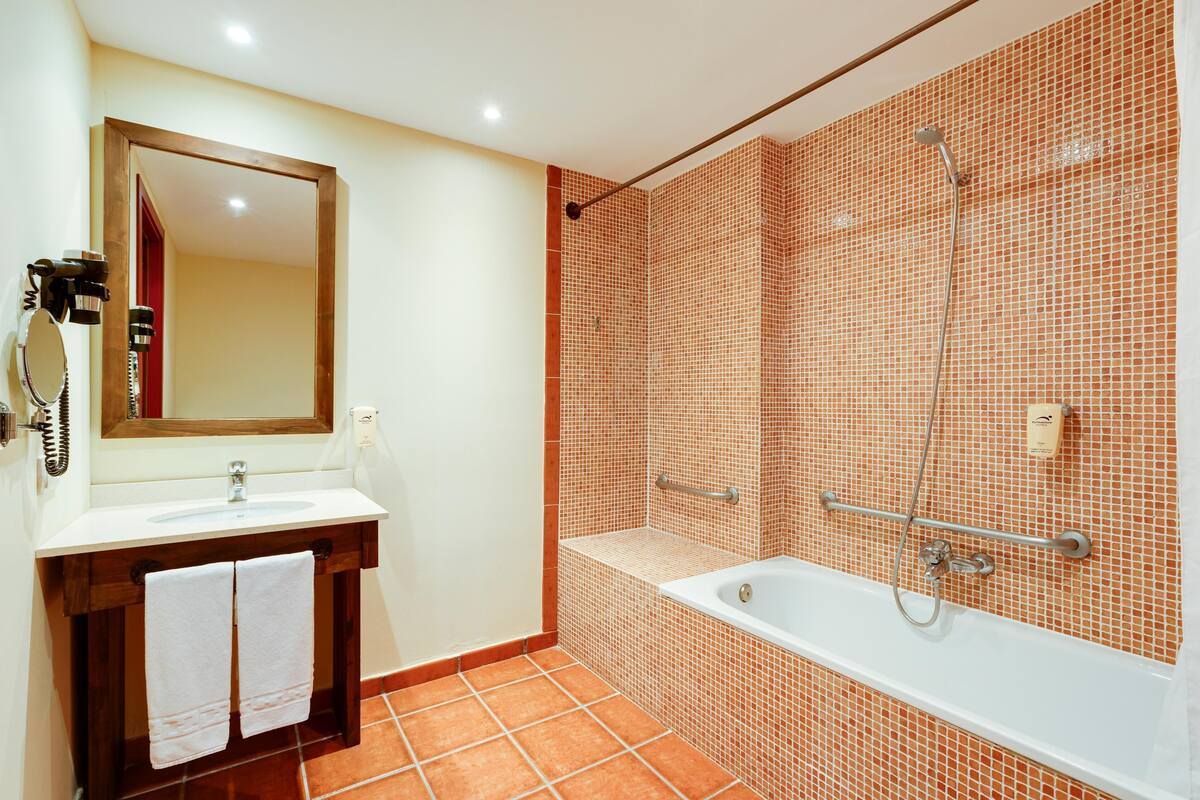 free toiletries, hair dryer, towels