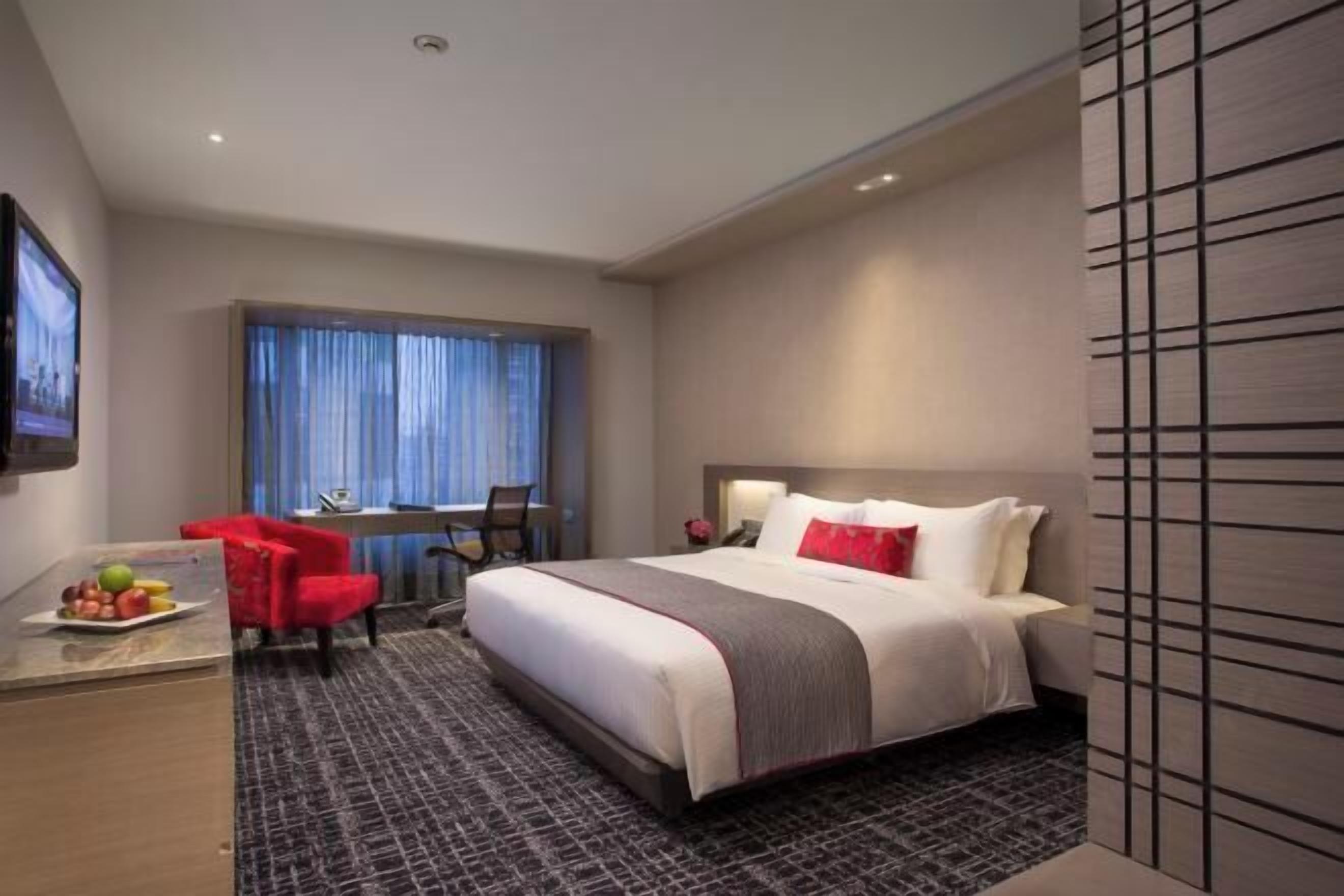 In-room safe, desk, laptop workspace, blackout curtains