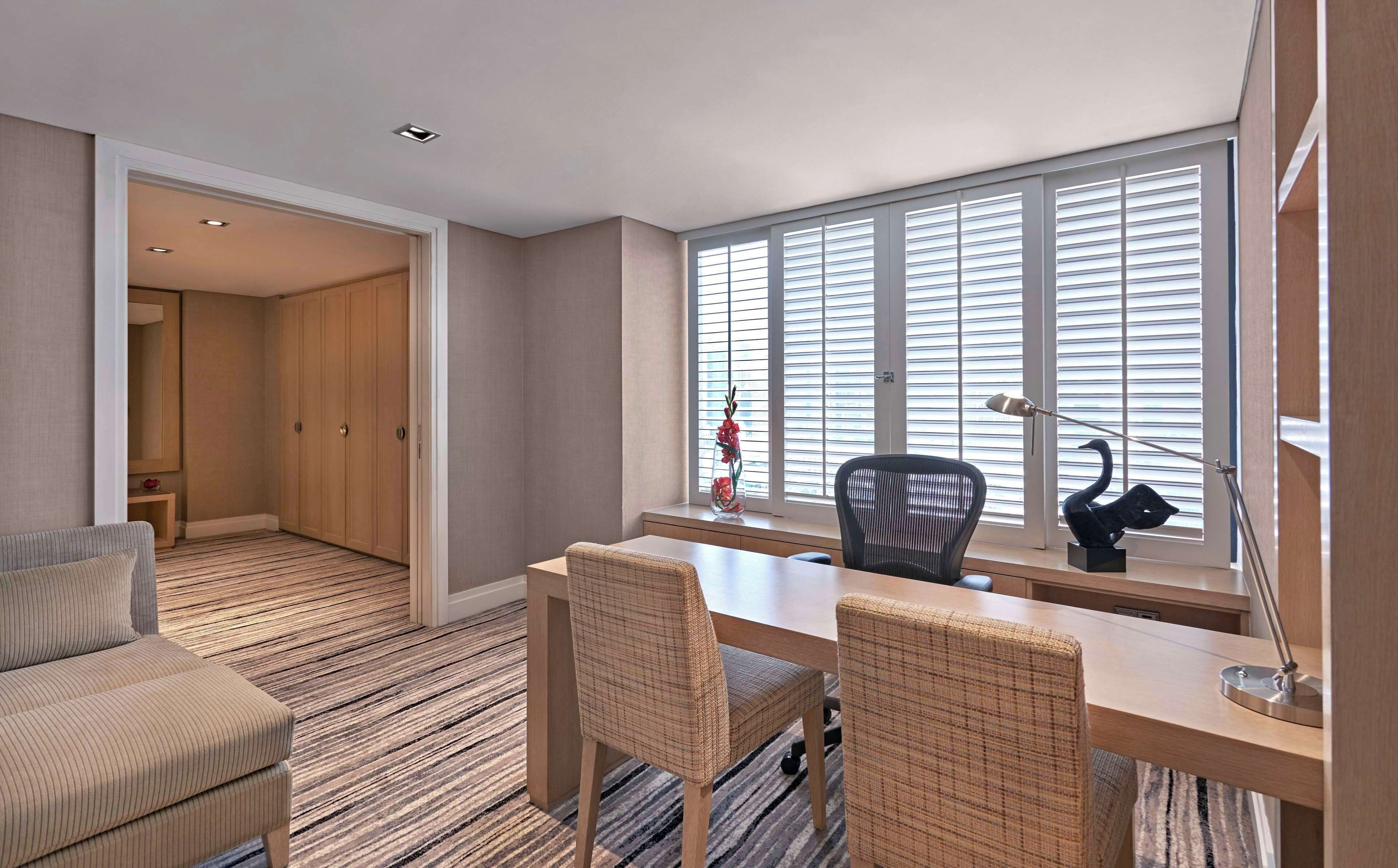 In-room safe, desk, laptop workspace, blackout drapes