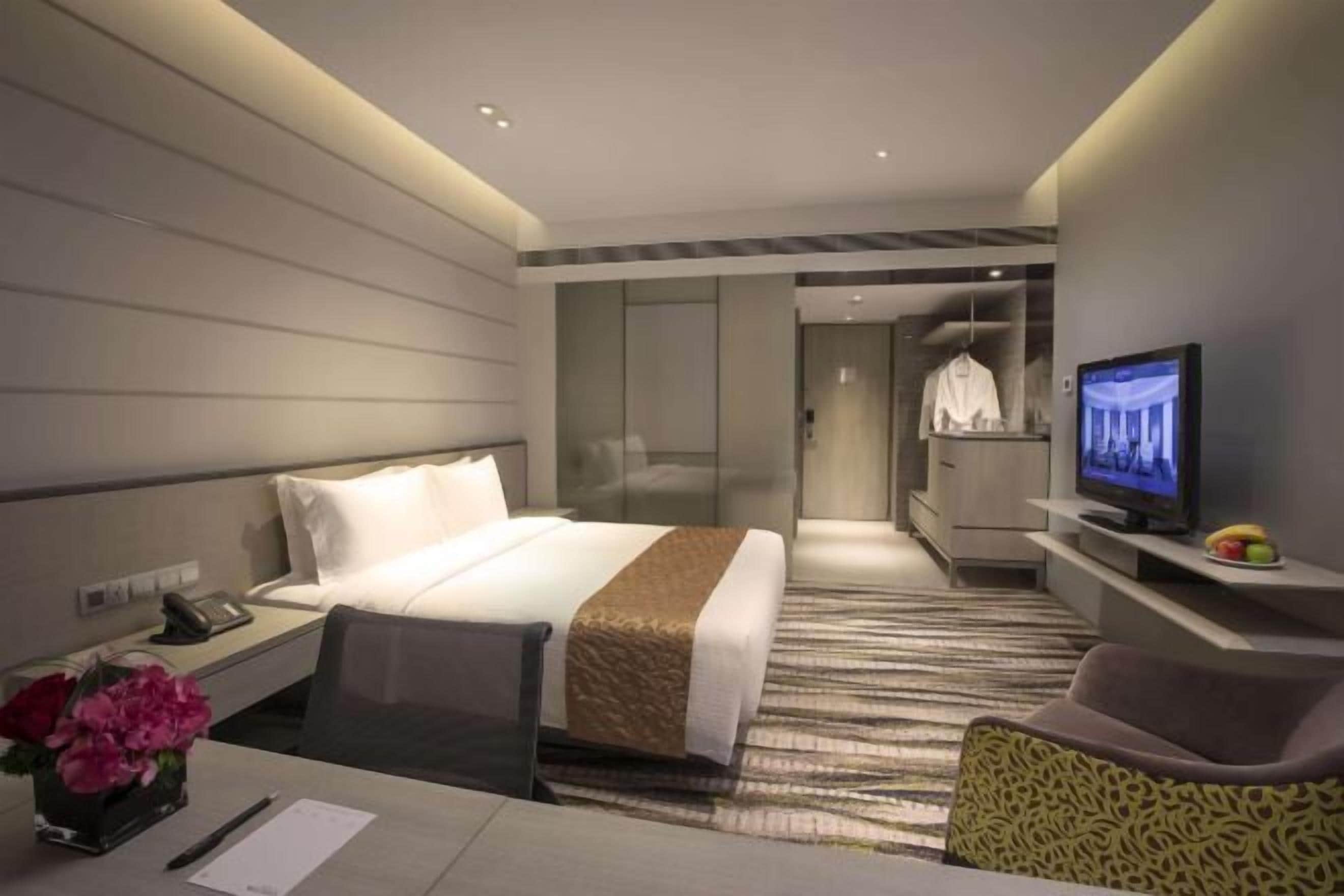 In-room safe, desk, laptop workspace, blackout curtains