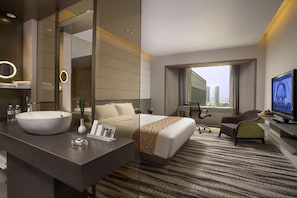 In-room safe, desk, laptop workspace, blackout drapes