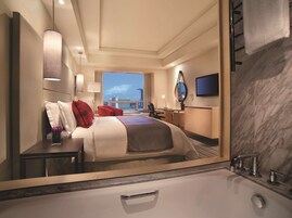 In-room safe, desk, laptop workspace, blackout curtains