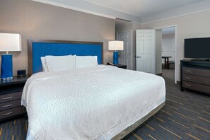 Hypo-allergenic bedding, blackout curtains, iron/ironing board