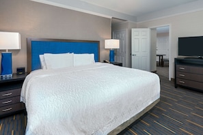Hypo-allergenic bedding, blackout curtains, iron/ironing board