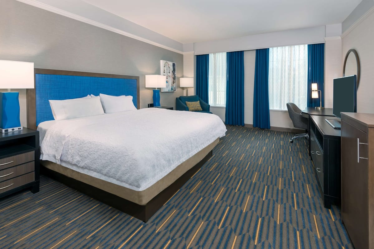 Hypo-allergenic bedding, blackout drapes, iron/ironing board