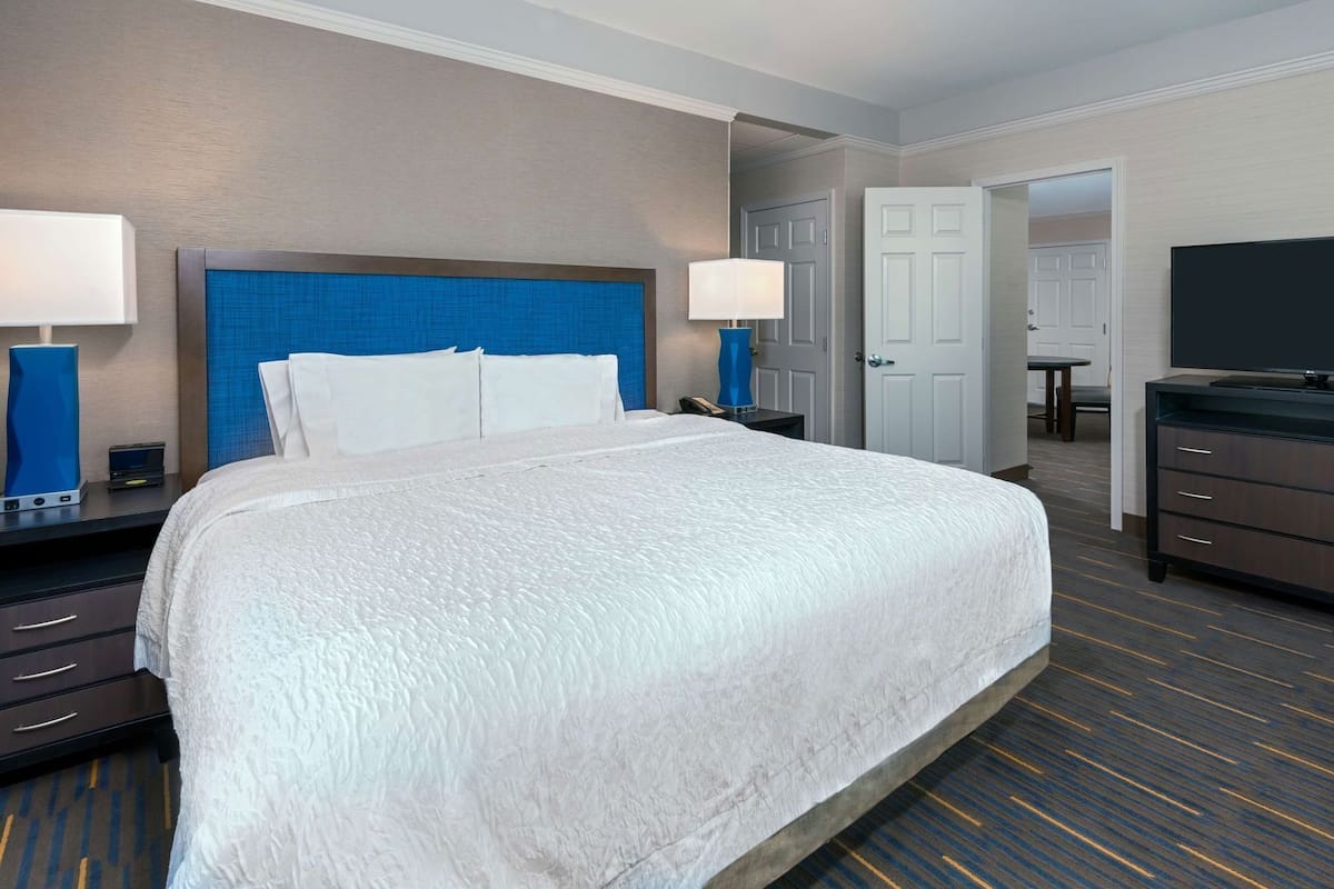 Hypo-allergenic bedding, blackout drapes, iron/ironing board