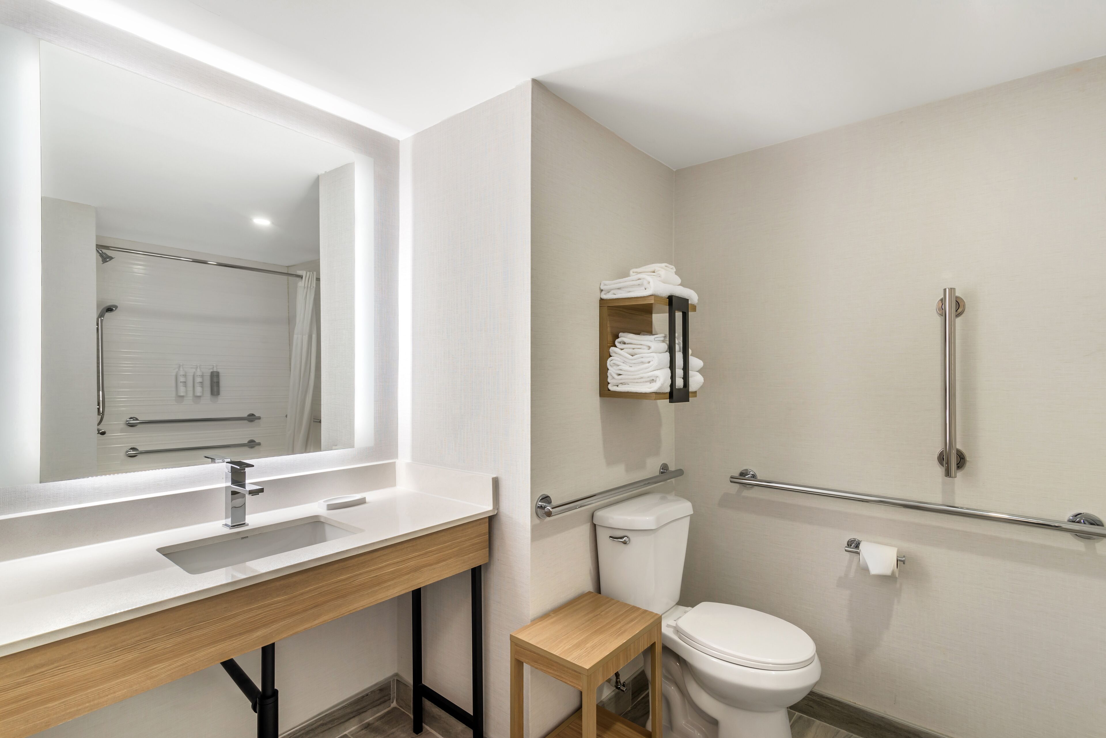 standard room, 1 king bed, non smoking, accessible (accessible tub) | bathroom | free toiletries, hair dryer, towels, soap