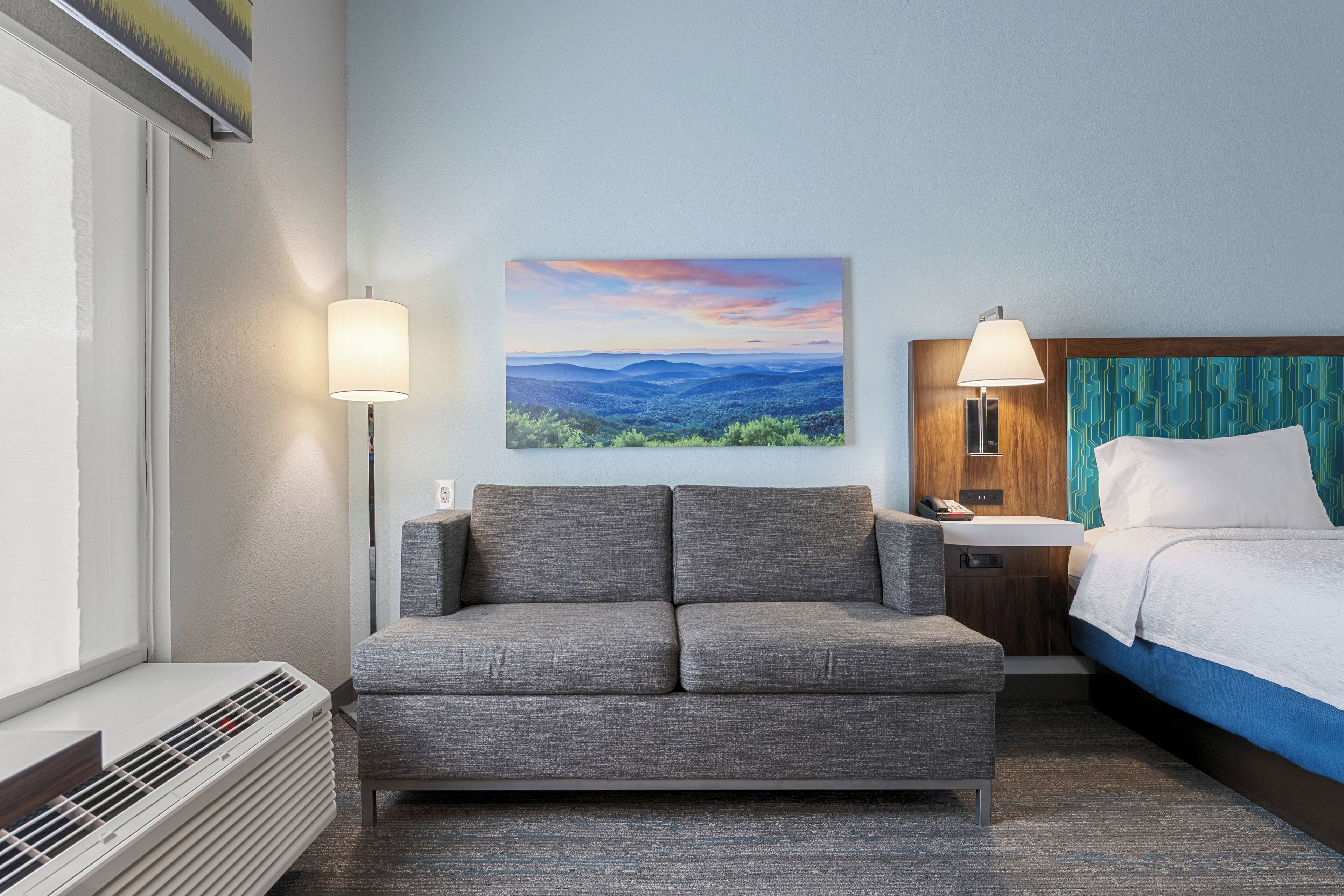 hypo-allergenic bedding, in-room safe, desk, blackout curtains