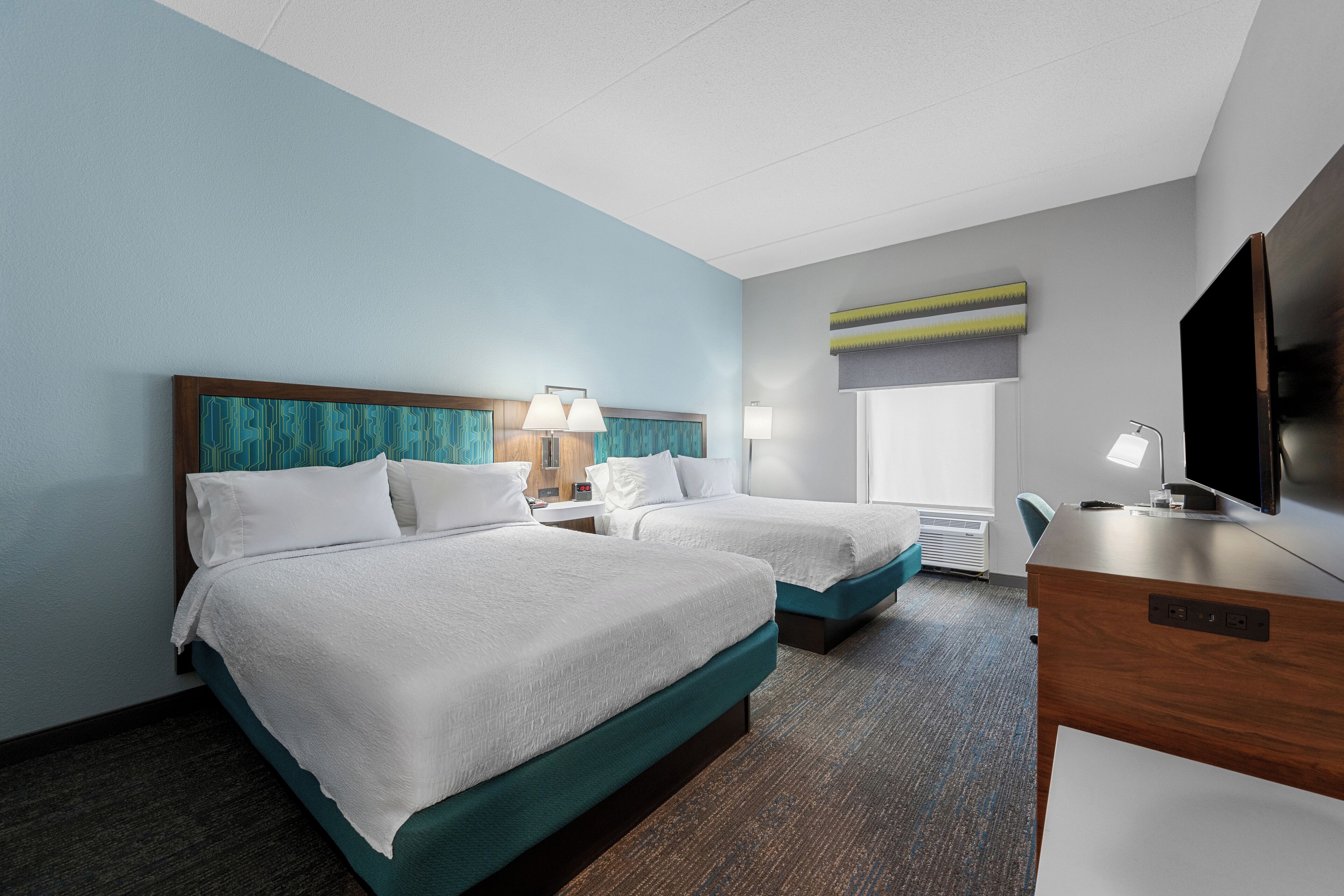 two queen beds non smoking | hypo-allergenic bedding, in-room safe, desk, blackout curtains