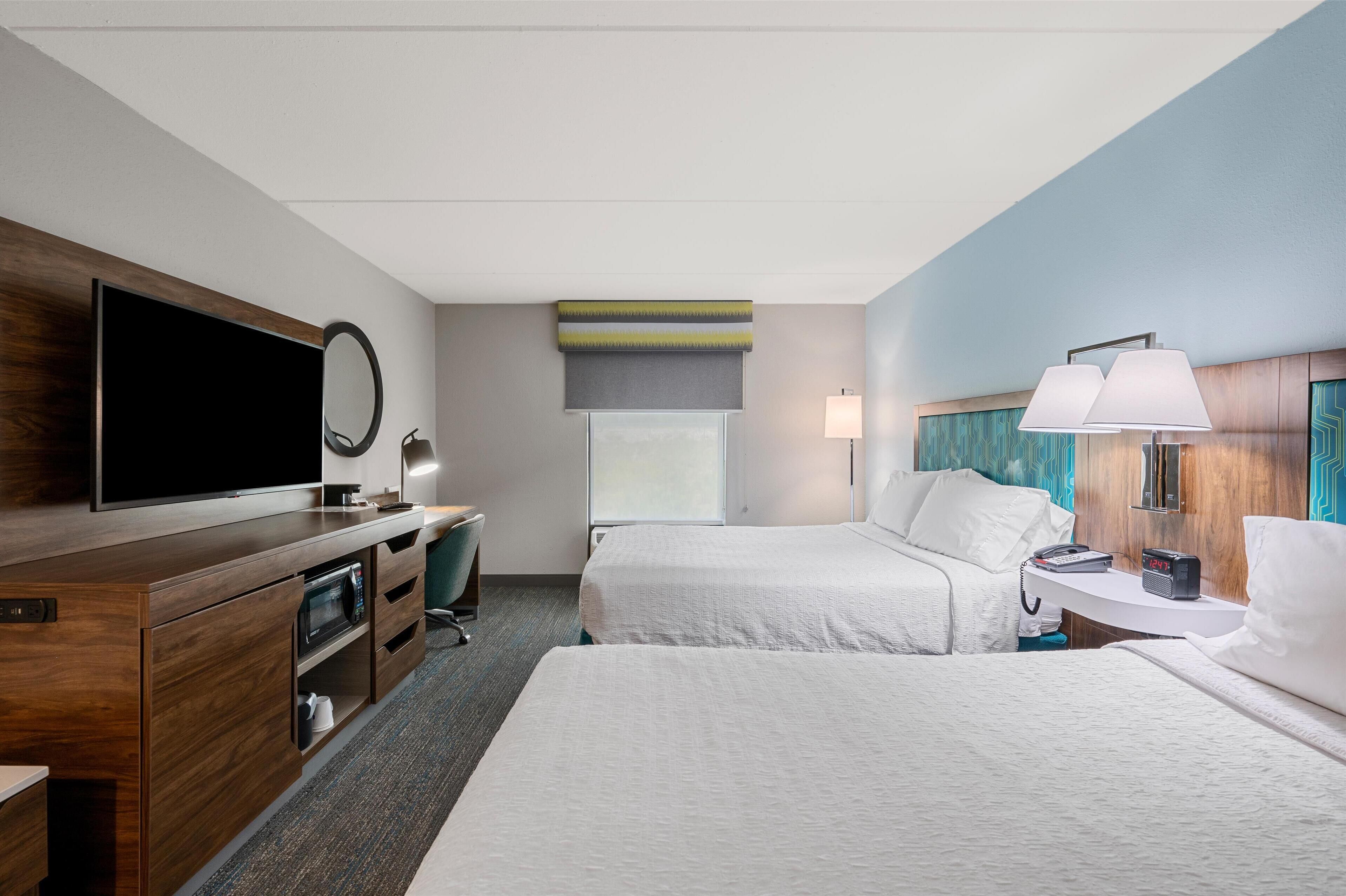 hypo-allergenic bedding, in-room safe, desk, blackout curtains