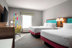 Down comforters, desk, laptop workspace, iron/ironing board