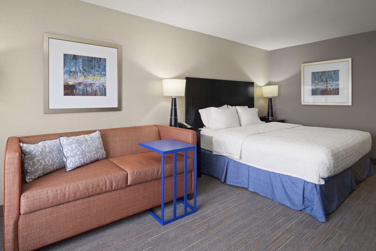 Room, 1 King Bed, Accessible, Non Smoking | Living area | 32-inch LCD TV with satellite channels, TV