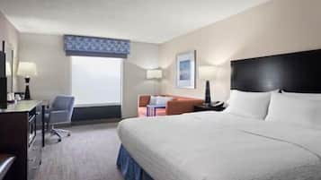 Hypo-allergenic bedding, desk, blackout curtains, iron/ironing board