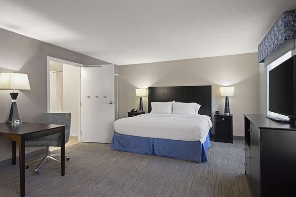Suite, 1 King Bed, Accessible, Non Smoking | Hypo-allergenic bedding, desk, blackout drapes, iron/ironing board