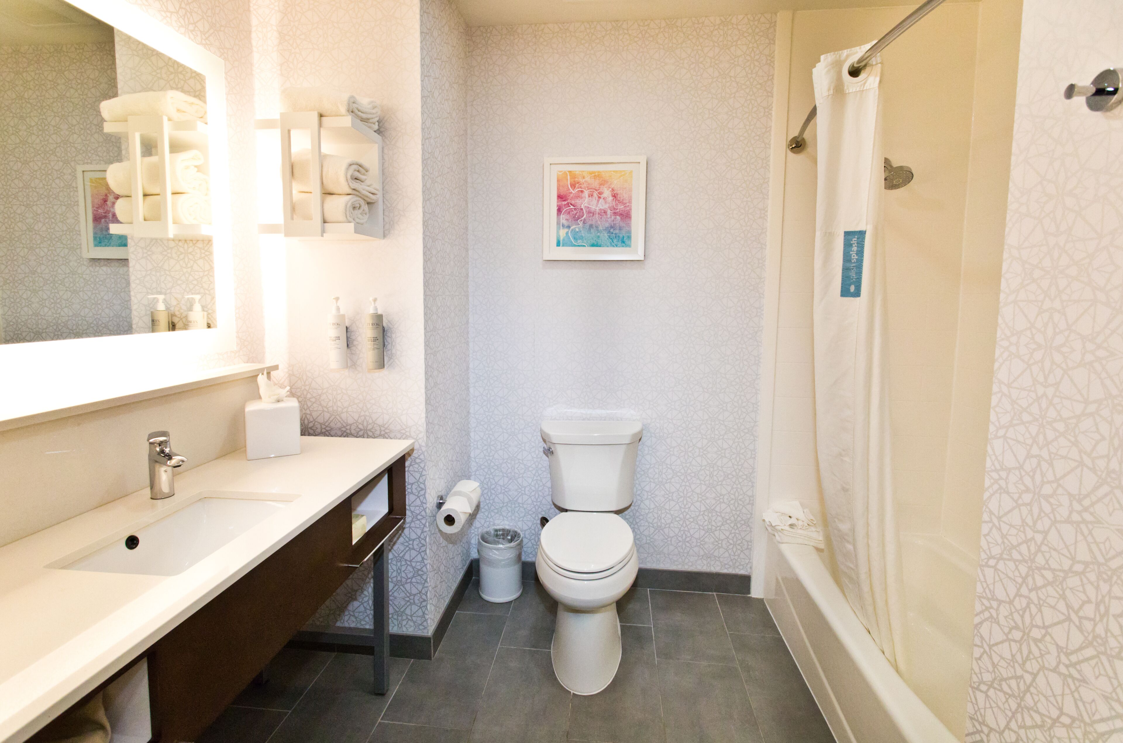 free toiletries, hair dryer, towels