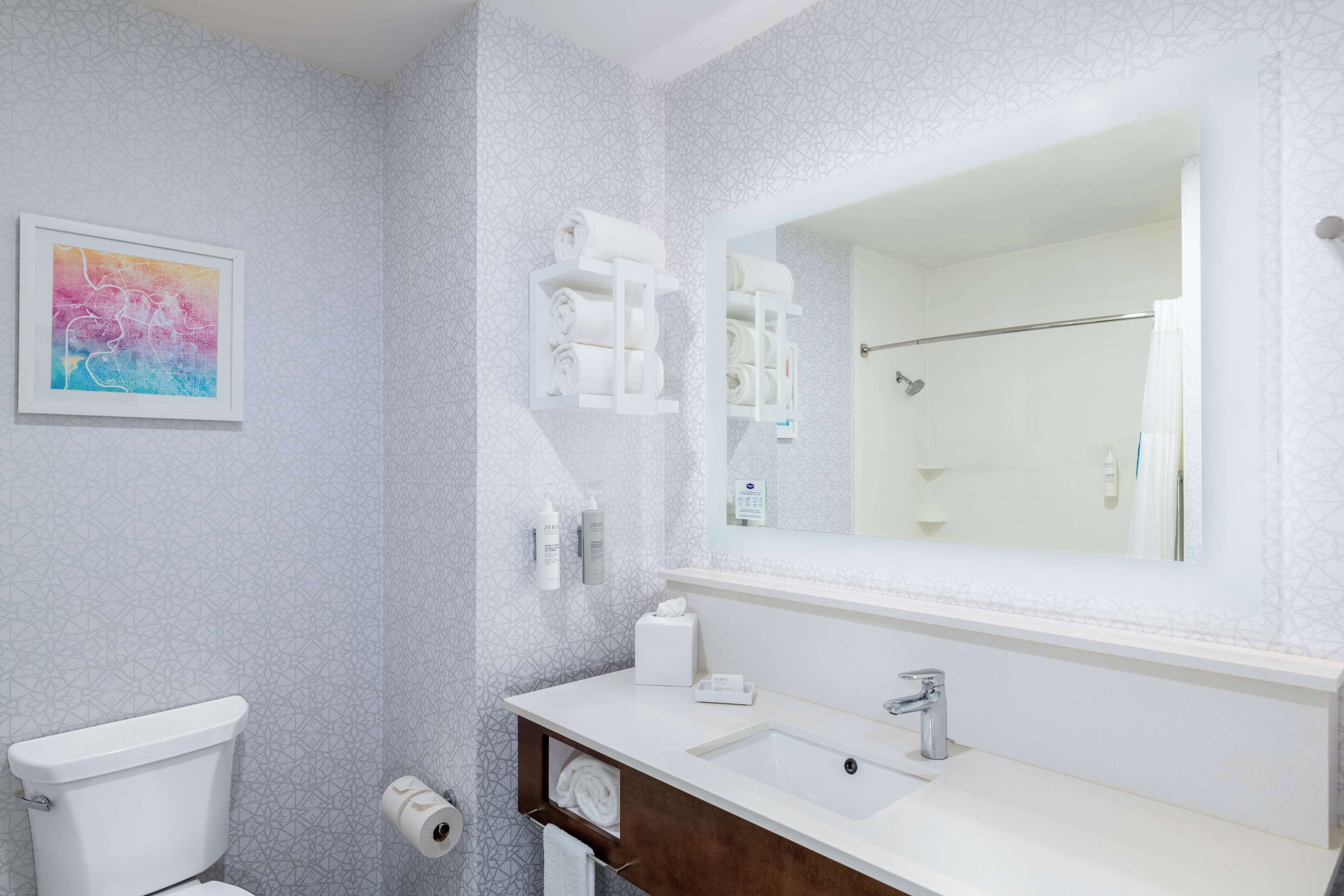 free toiletries, hair dryer, towels