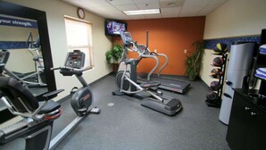 A gym with treadmills, elliptical machines, and a TV on the wall. - Hampton Inn Williamston (Williamston)