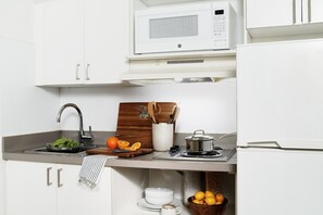Fridge, dining tables