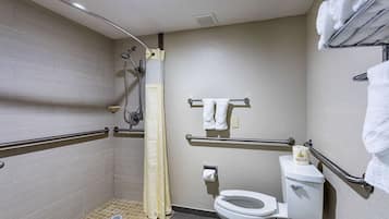 Room, 1 King Bed, Accessible, Non Smoking | Bathroom | Shower, free toiletries, hair dryer, towels