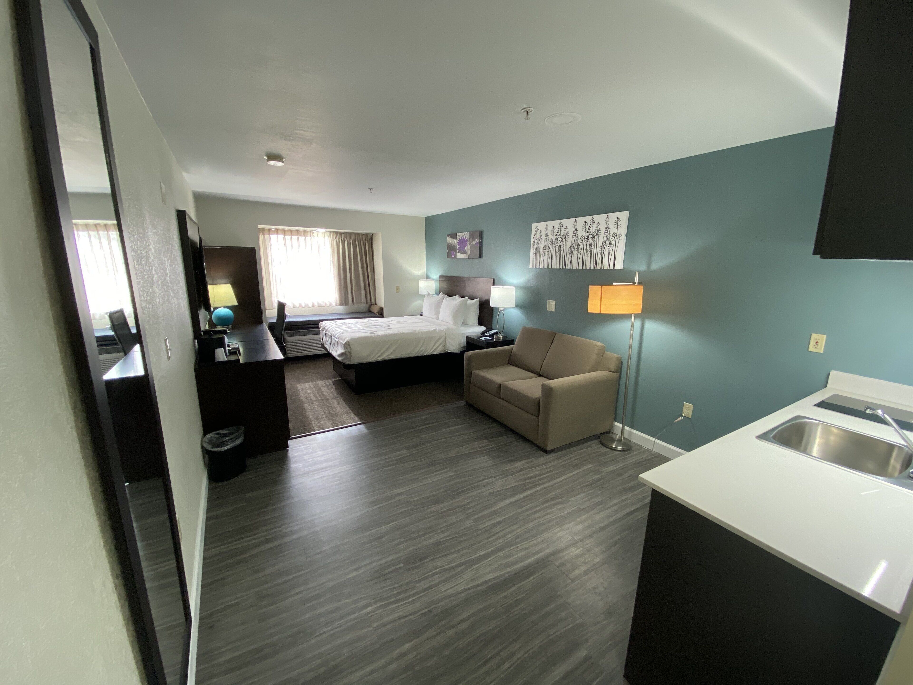 suite, 1 queen bed with sofa bed, non smoking (efficiency) | premium bedding, pillow-top beds, individually furnished, desk