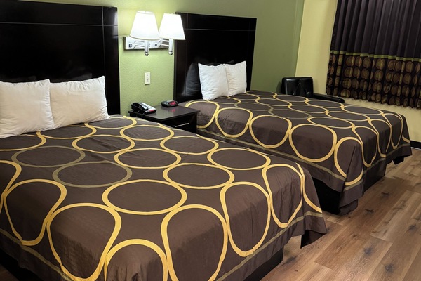 Desk, blackout drapes, iron/ironing board (on request)