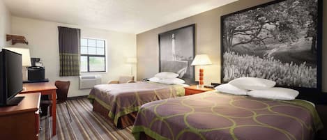 Standard Room, 2 Queen Beds, Non Smoking | 1 bedroom, desk, laptop workspace, blackout drapes