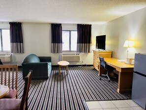Suite, 2 Queen Beds | Desk, laptop workspace, blackout drapes, free WiFi