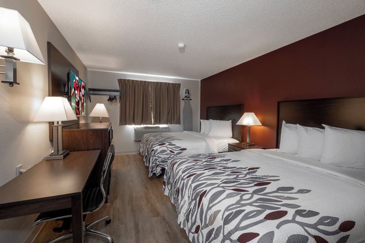 Deluxe Room, 2 Queen Beds (Smoke Free) | 1 bedroom, desk, laptop workspace, blackout curtains