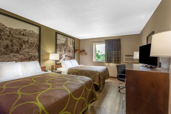 Chambre, 2 grands lits, non-fumeurs | Bureau, Wi-Fi gratuit, draps fournis