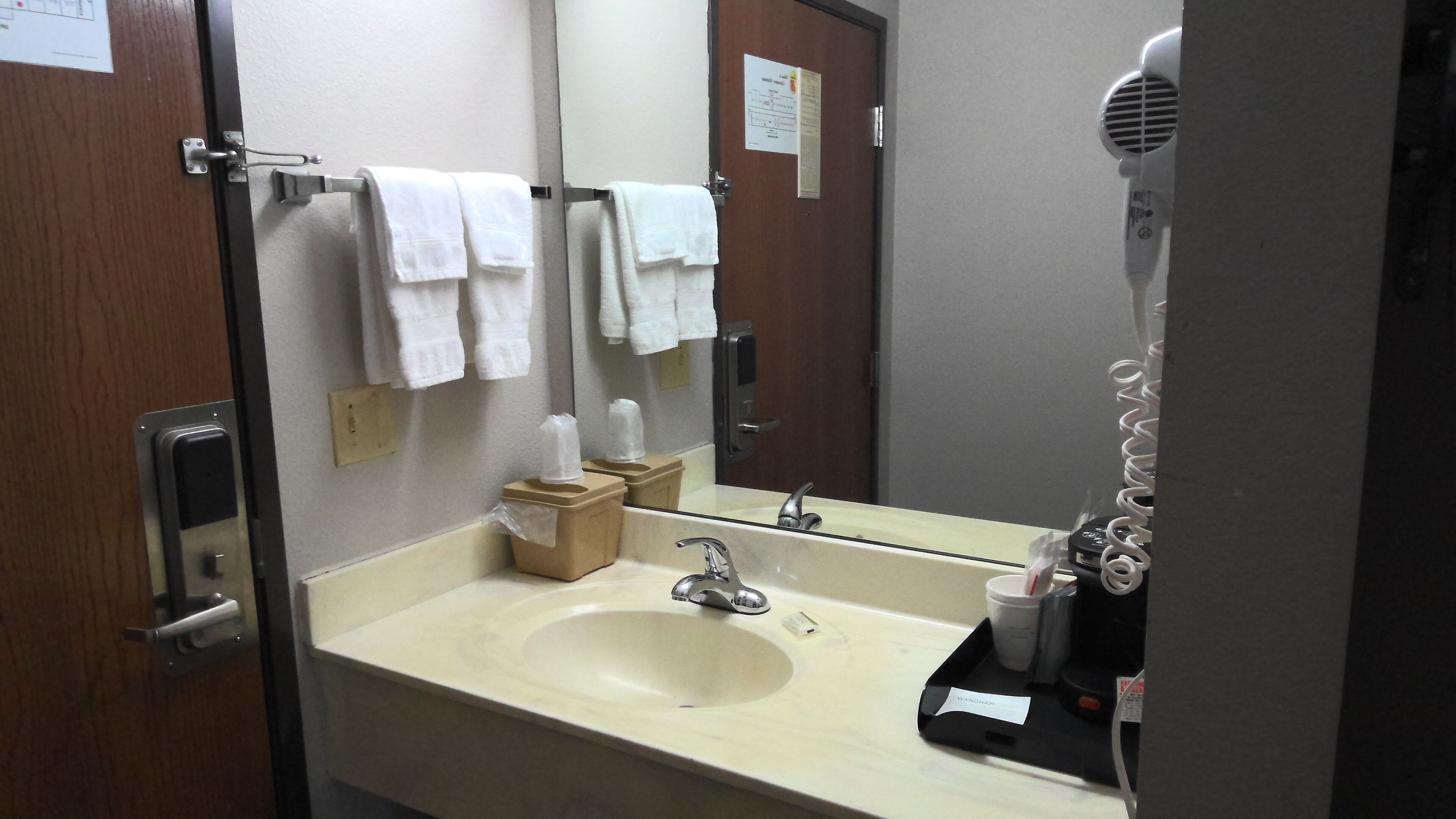 free toiletries, hair dryer, towels