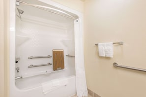 Room, 1 King Bed, Accessible, Non Smoking (Mobility Accessible) | Bathroom | Free toiletries, hair dryer, towels - Super 8 by Wyndham Claremore OK (Claremore)