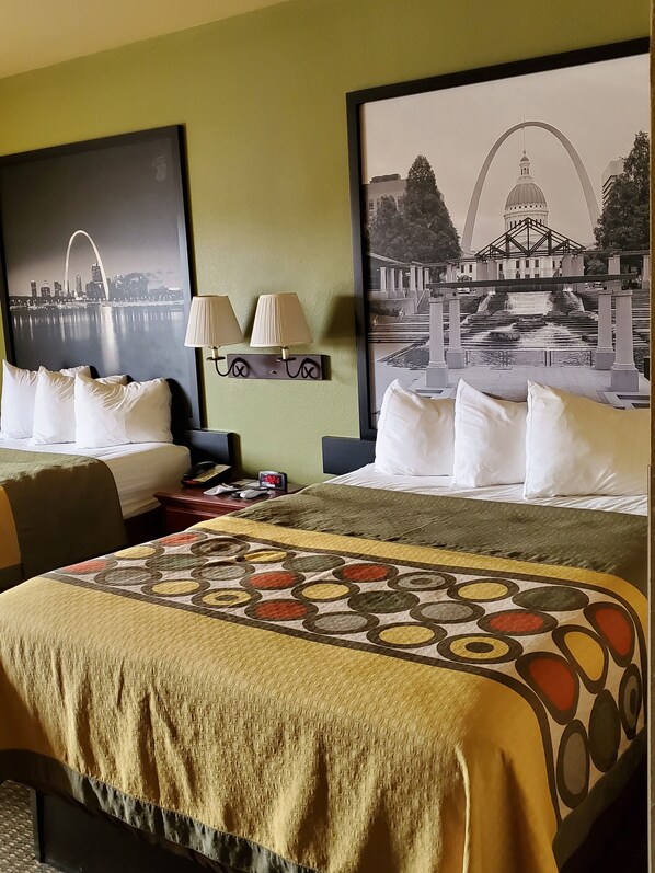 Standard Room, 2 Queen Beds | In-room safe, desk, iron/ironing board, free cribs/infant beds