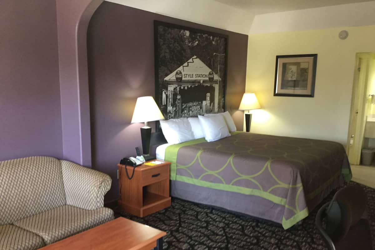 Room, 1 King Bed, Non Smoking | Living room | 25-inch TV with cable channels