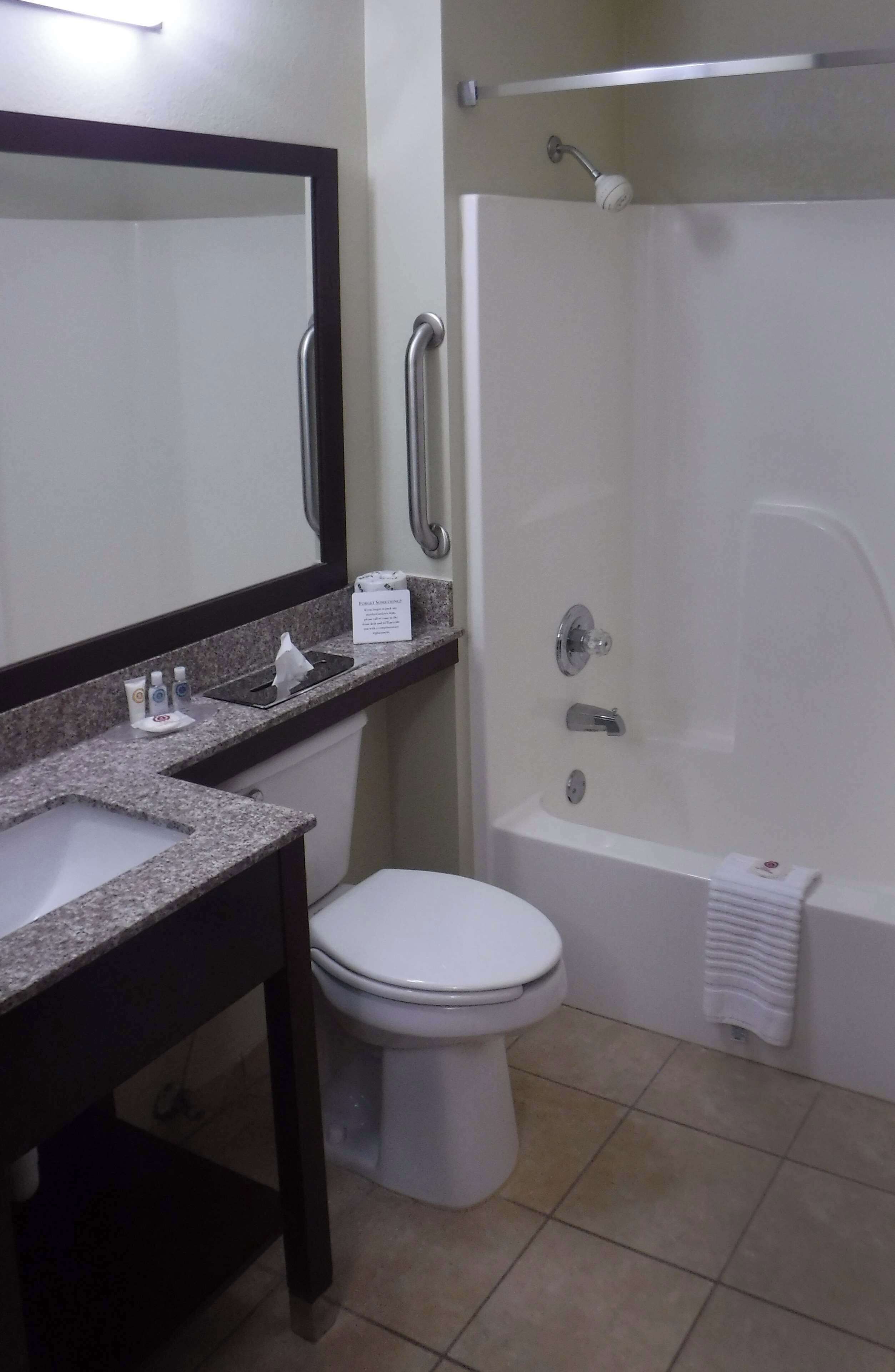 A bathroom with a sink, toilet, and a walk-in shower.