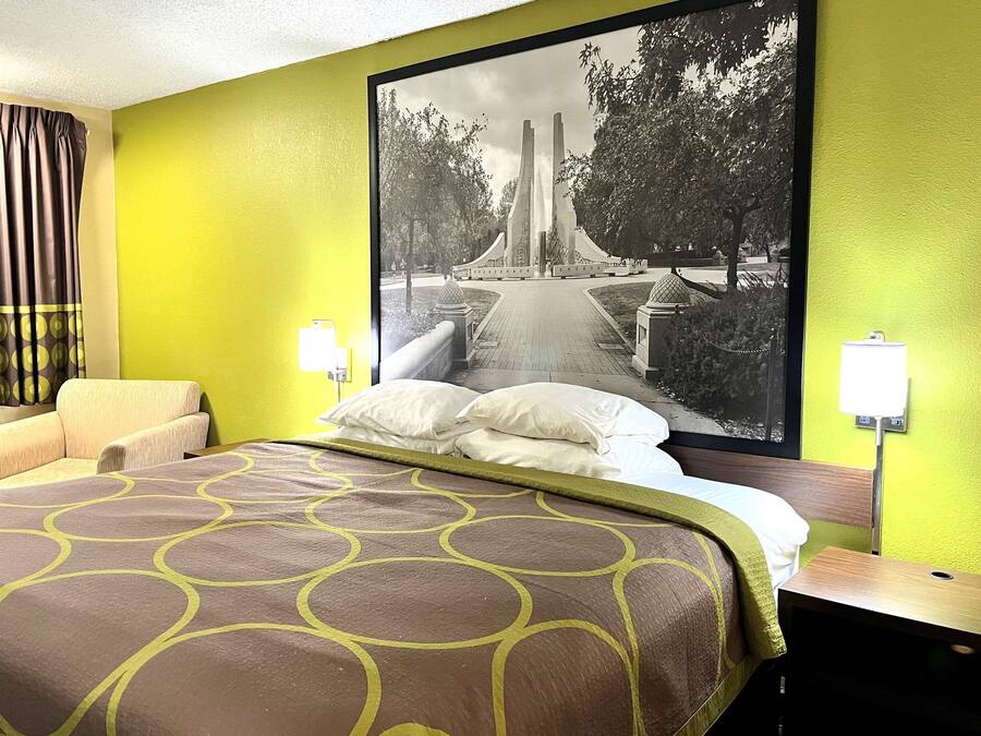 Desk, laptop workspace, blackout drapes, free WiFi