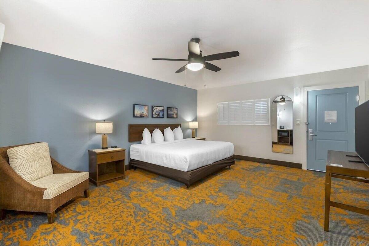 Premium bedding, pillow-top beds, desk, laptop workspace