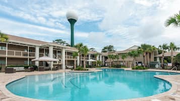 Outdoor pool, pool umbrellas