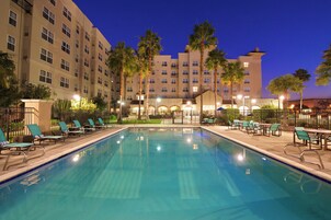 Outdoor pool, pool umbrellas
