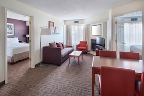 Suite, 2 Bedrooms, Fireplace | Premium bedding, desk, laptop workspace, blackout curtains