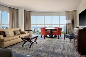 Premium bedding, down comforters, pillowtop beds, in-room safe