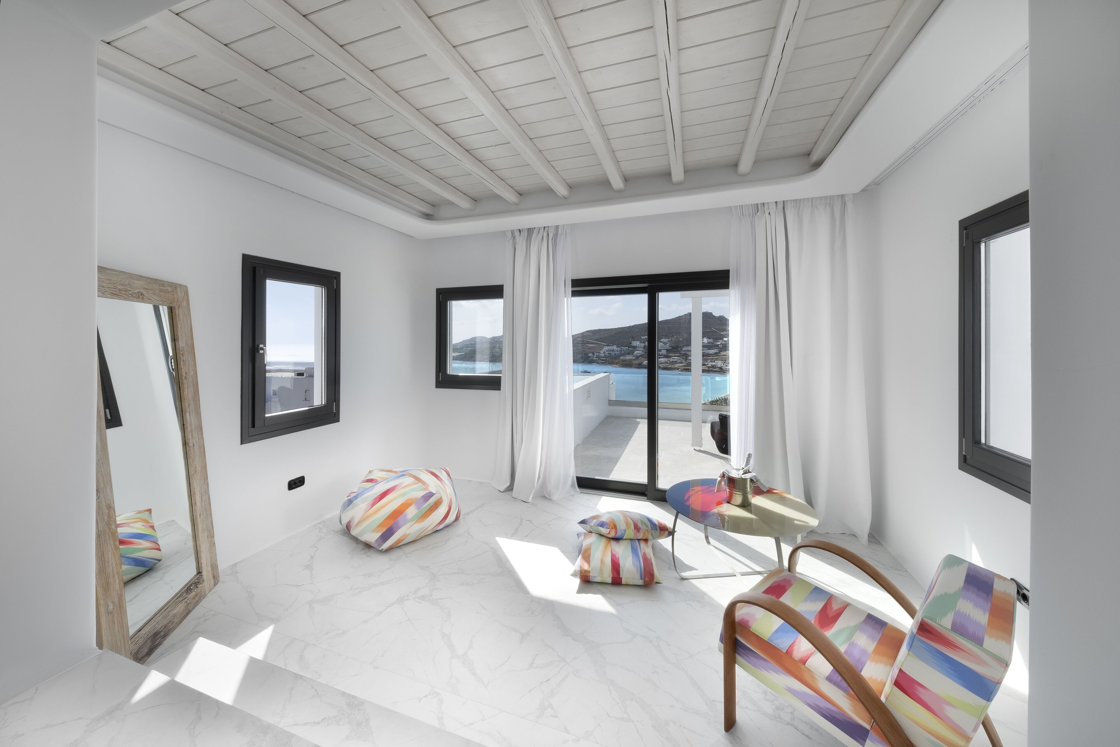 diamond suite sea view private pool | living area | 23-inch lcd tv with satellite channels, tv