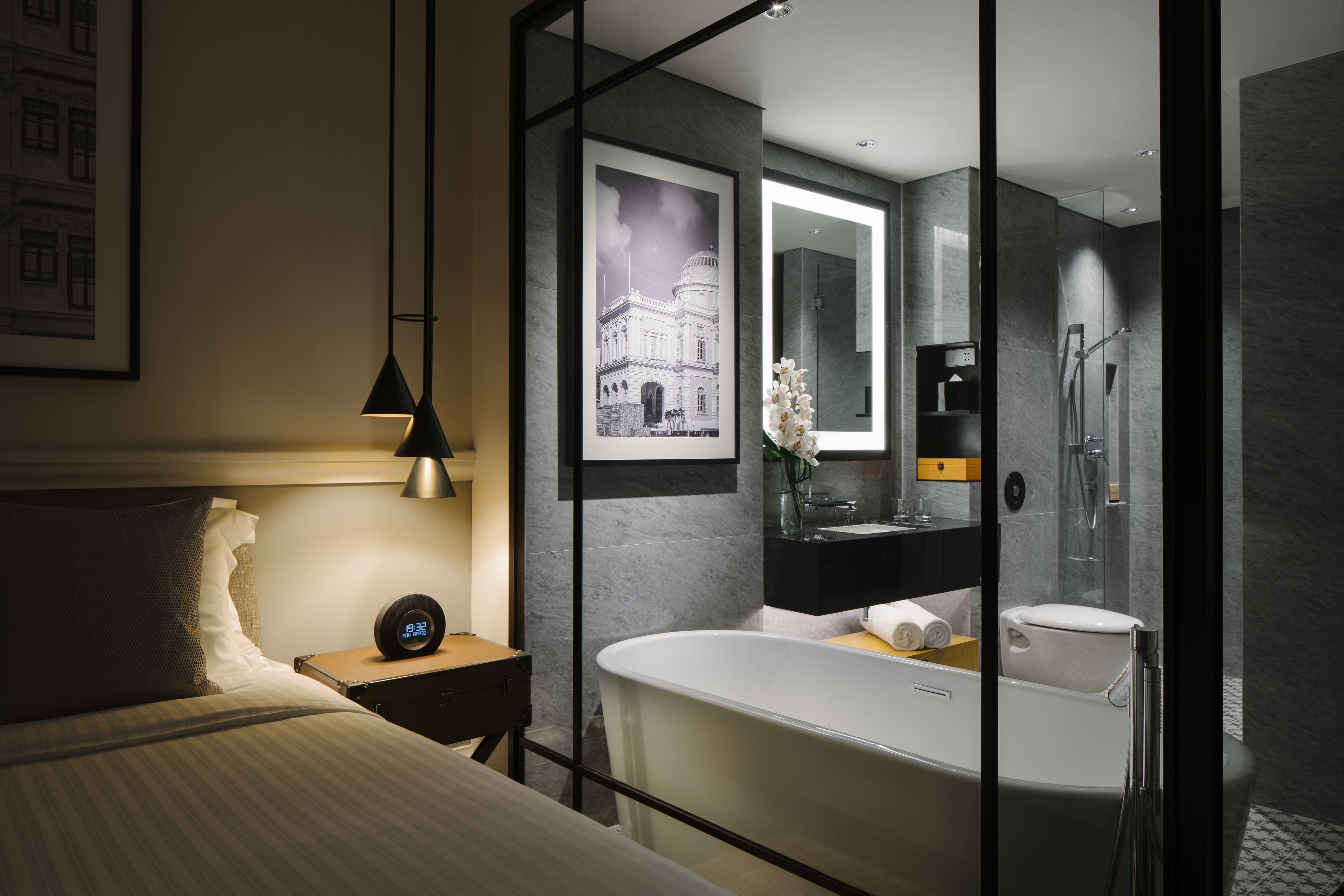 free toiletries, hair dryer, slippers, towels