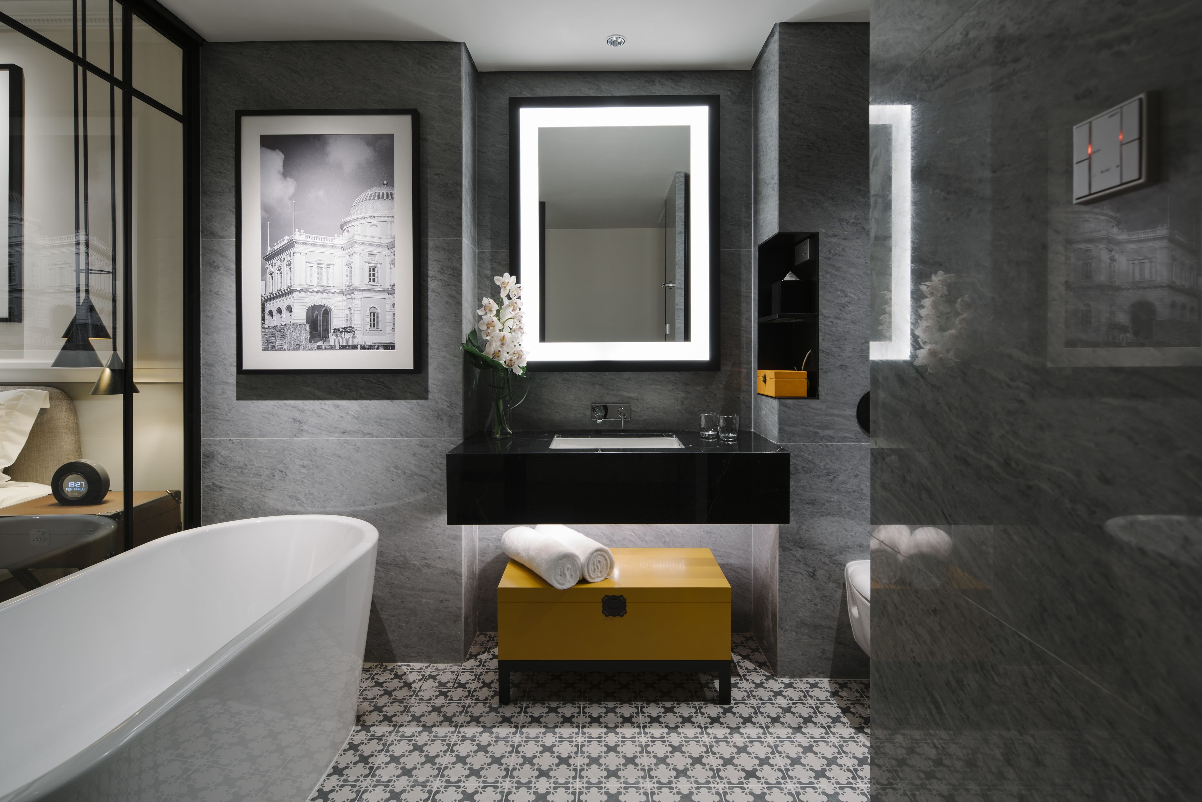 free toiletries, hair dryer, slippers, towels